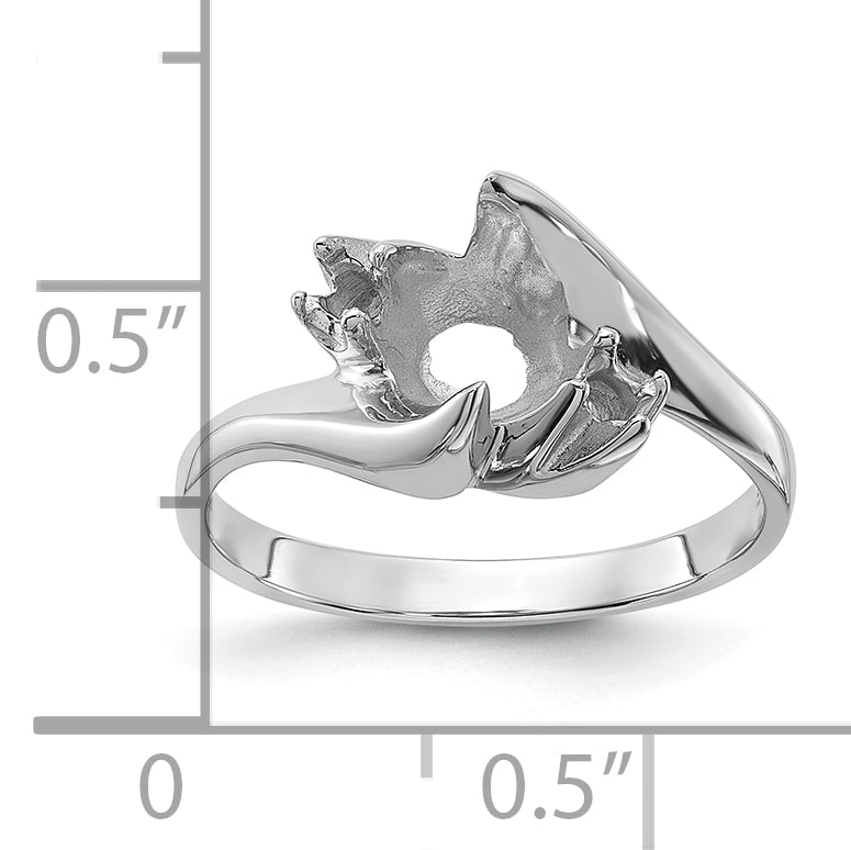 14k White Gold Polished Diamond & Pearl Ring Mounting (No Stone Included)