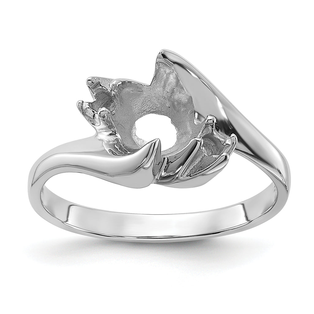 14k White Gold Polished Diamond & Pearl Ring Mounting (No Stone Included)