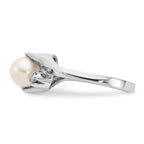 14k White Gold 6mm FW Cultured Pearl AA Diamond ring