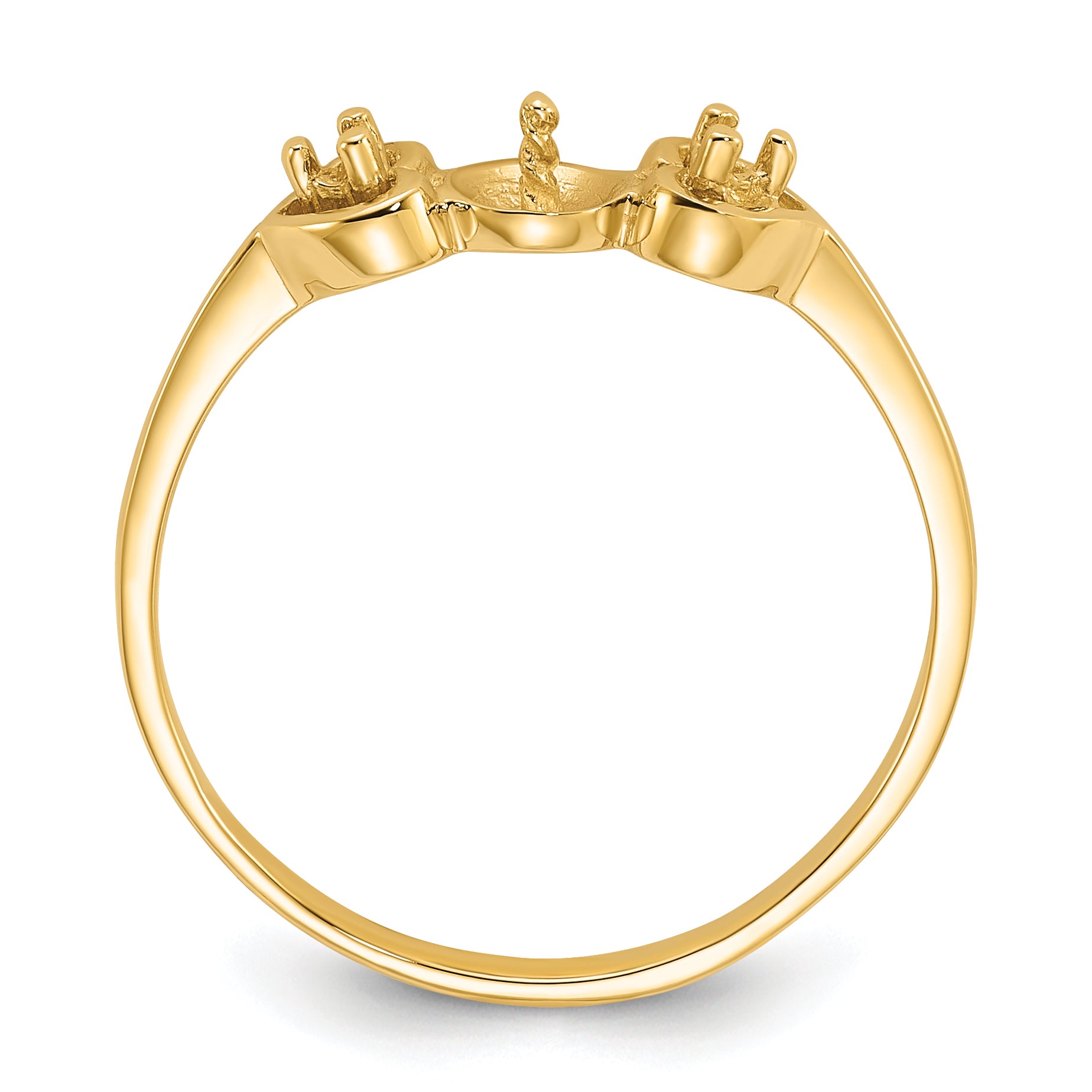 14k Polished Diamond & Pearl Ring Mounting (No Stone Included)