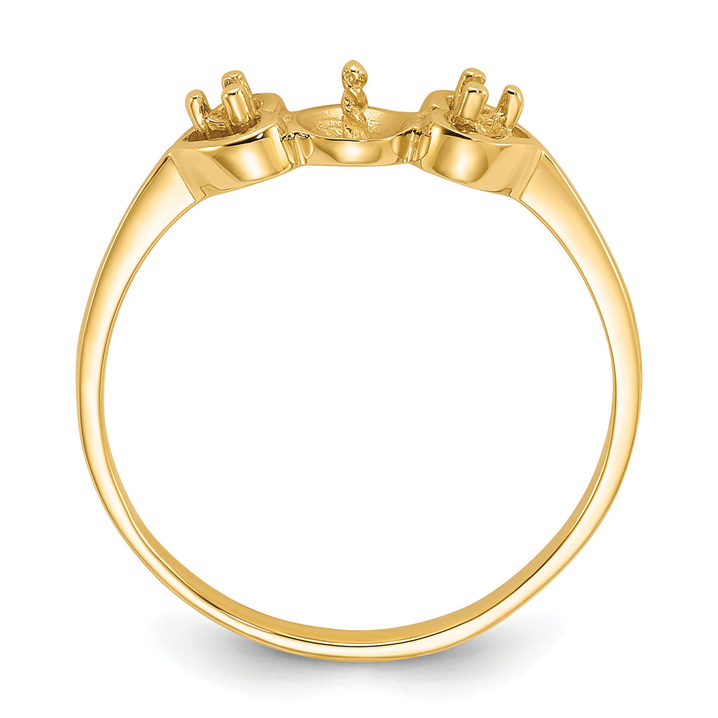 14k Polished Diamond & Pearl Ring Mounting (No Stone Included)