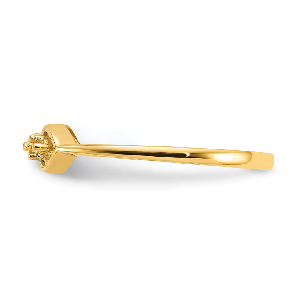 14k Polished Diamond & Pearl Ring Mounting (No Stone Included)