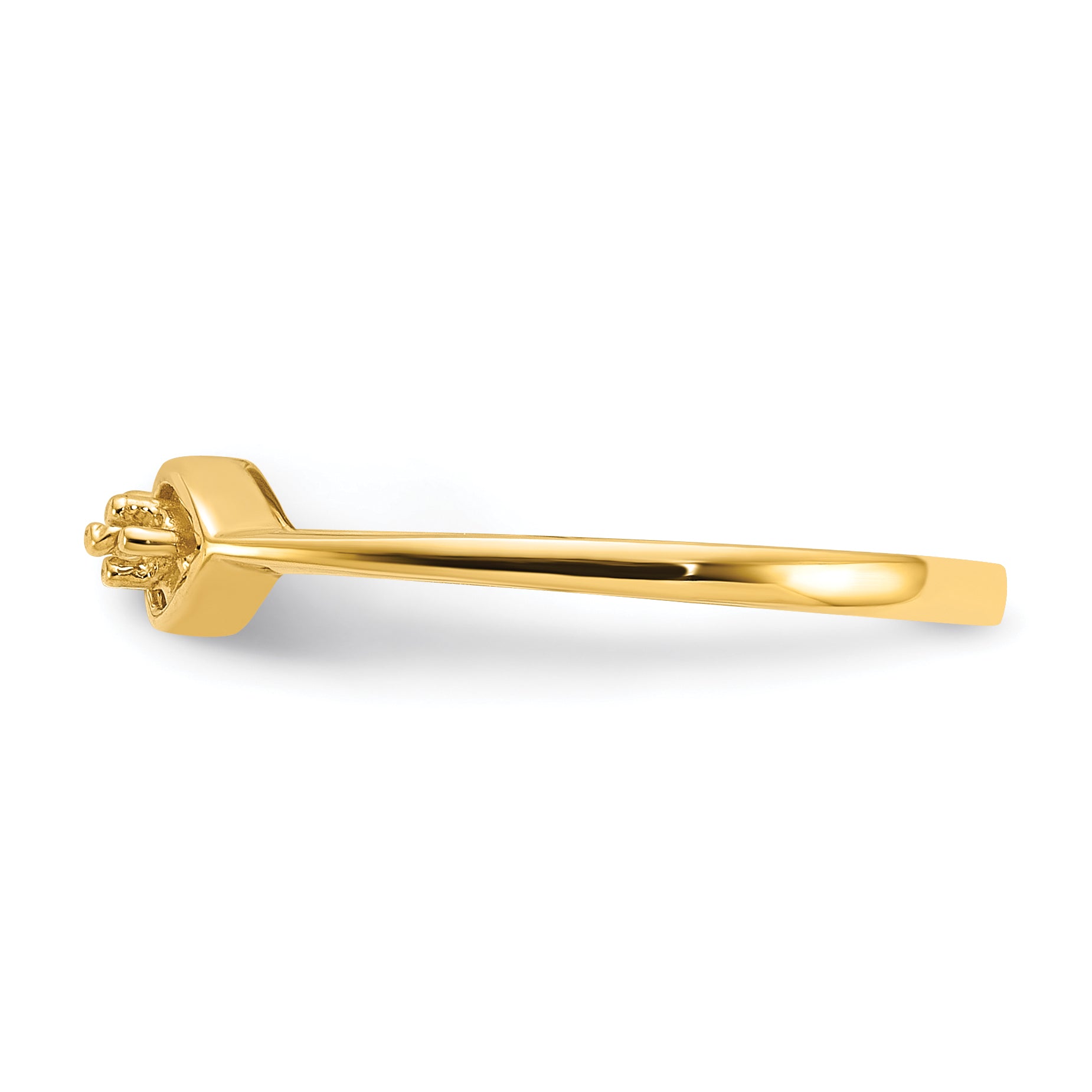 14k Polished Diamond & Pearl Ring Mounting (No Stone Included)