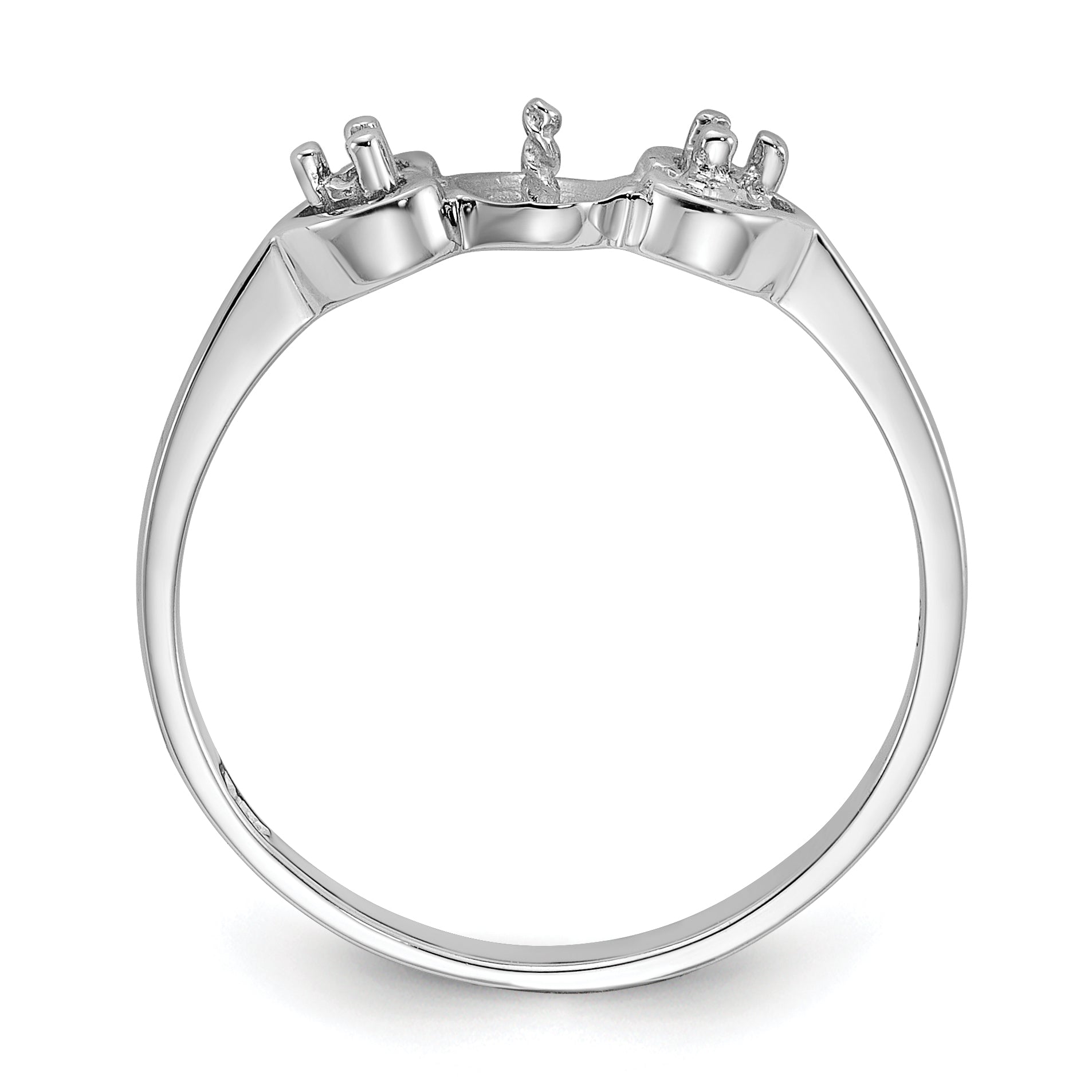 14k White Gold Polished Diamond & Pearl Ring Mounting (No Stone Included) Secondary image