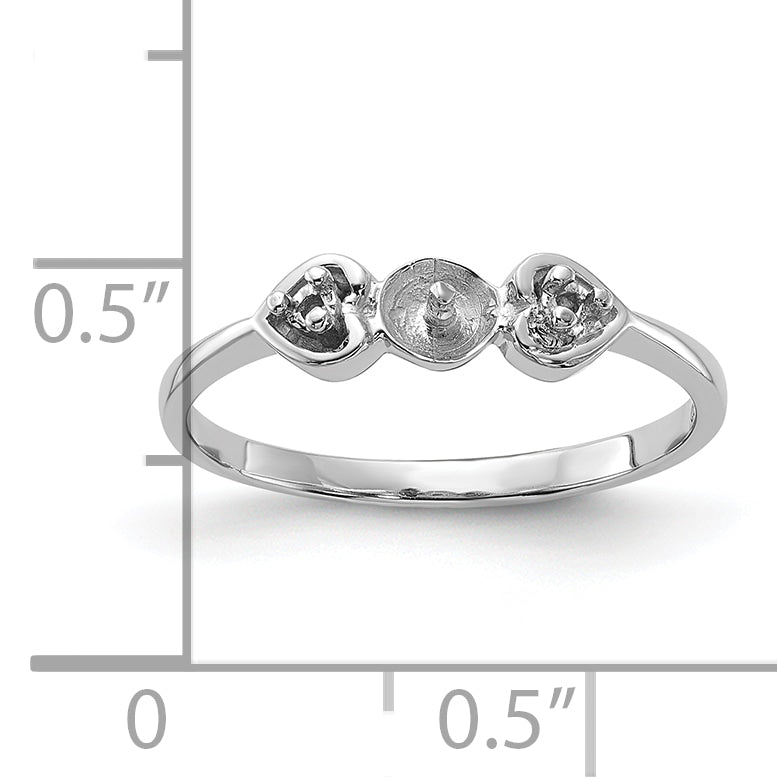 14k White Gold Polished Diamond & Pearl Ring Mounting (No Stone Included)