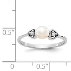 14k White Gold 4.5mm FW Cultured Pearl AA Diamond ring