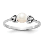 14k White Gold 4.5mm FW Cultured Pearl AA Diamond ring
