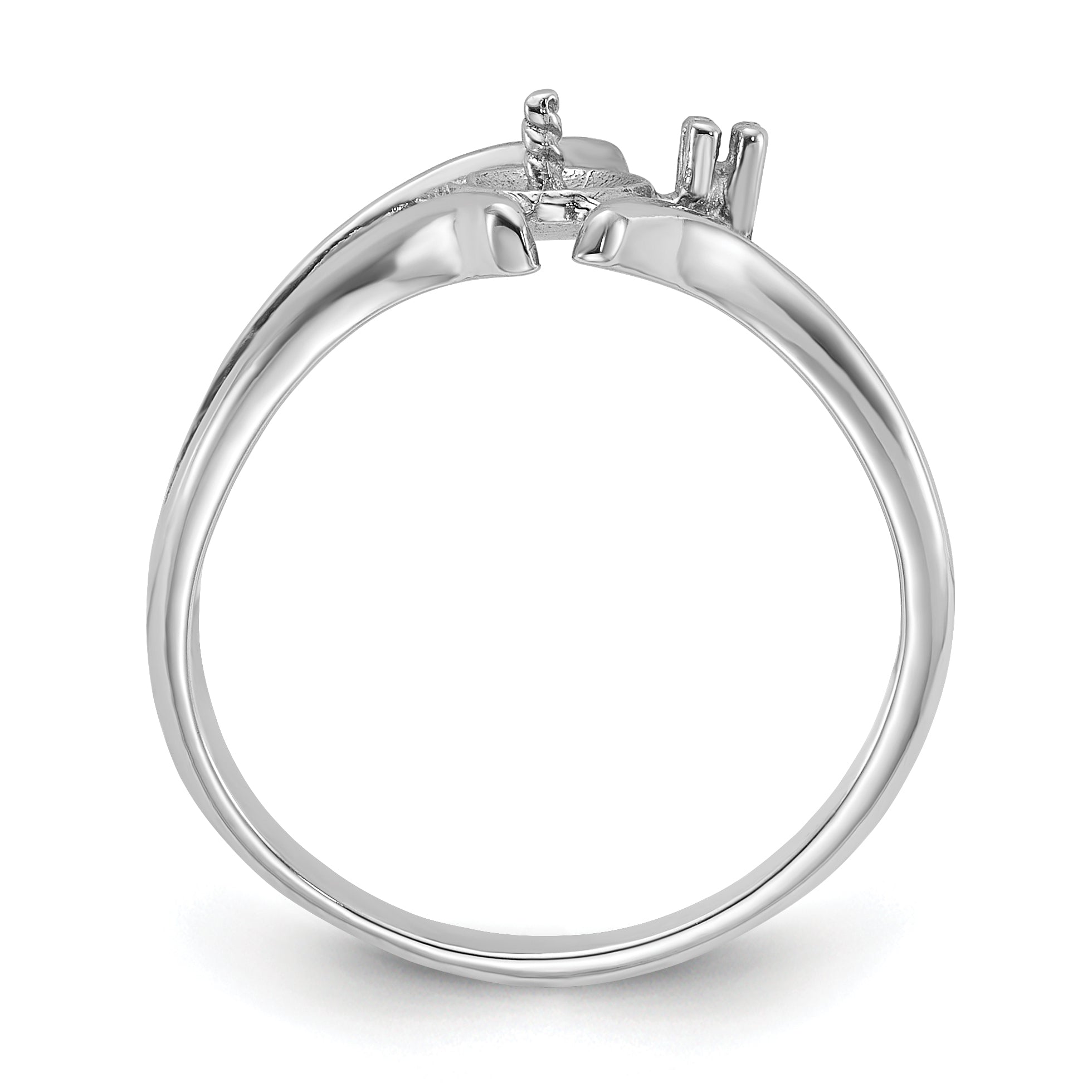 14k White Gold Polished Pearl & Diamond Ring Mounting (No Stone Included)