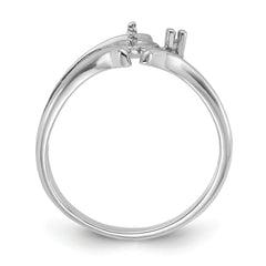 14k White Gold Polished Pearl & Diamond Ring Mounting (No Stone Included)