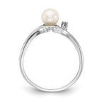 14k White Gold 5mm FW Cultured Pearl & AA Diamond Ring