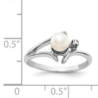 14k White Gold 5mm FW Cultured Pearl & AA Diamond Ring