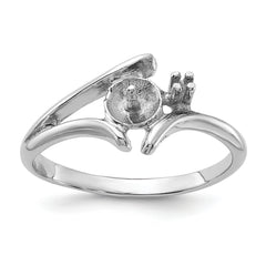 14k White Gold Polished Pearl & Diamond Ring Mounting (No Stone Included)