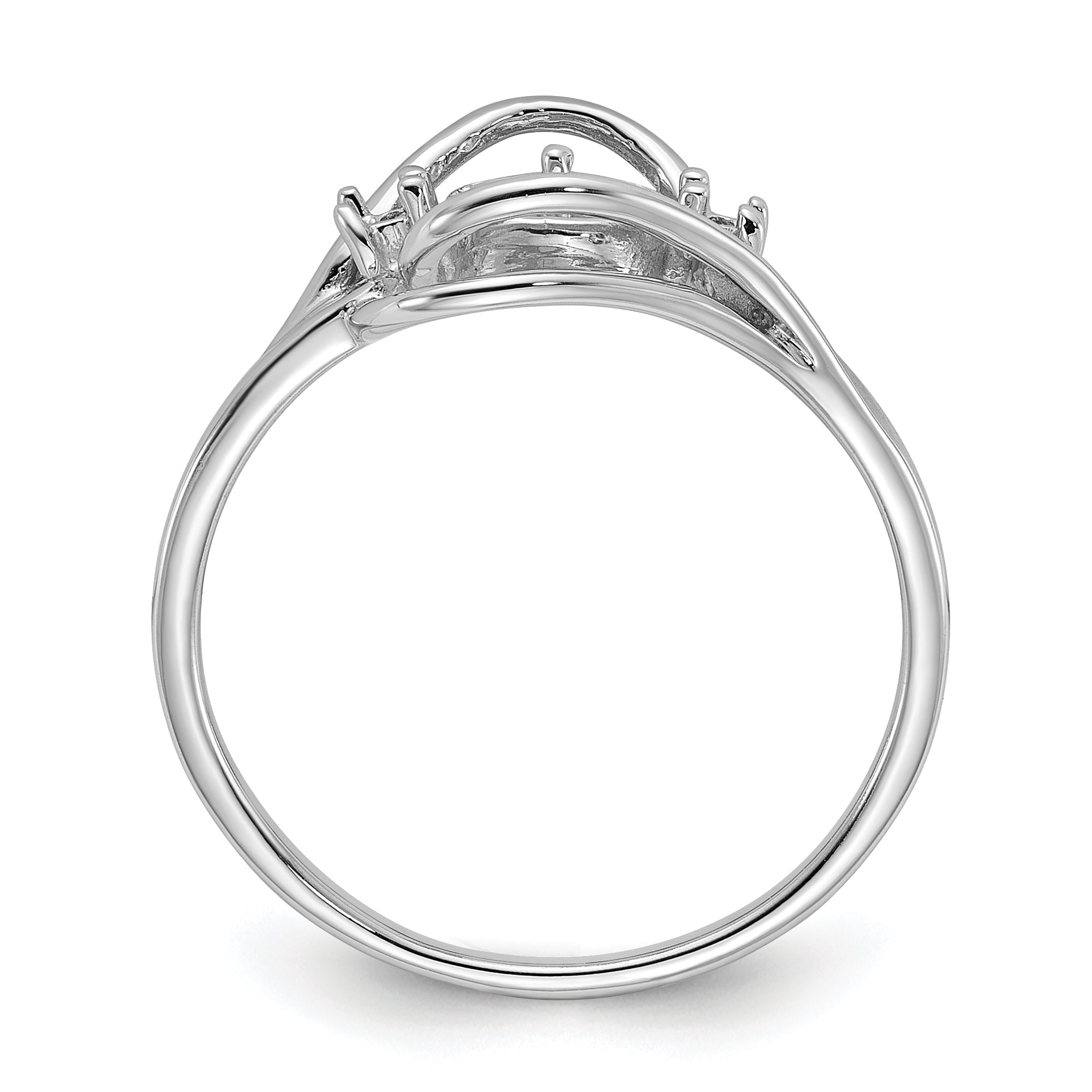 14k White Gold Polished Diamond & Pearl Ring Mounting (No Stone Included) Secondary image