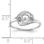 14k White Gold Polished Diamond & Pearl Ring Mounting (No Stone Included)