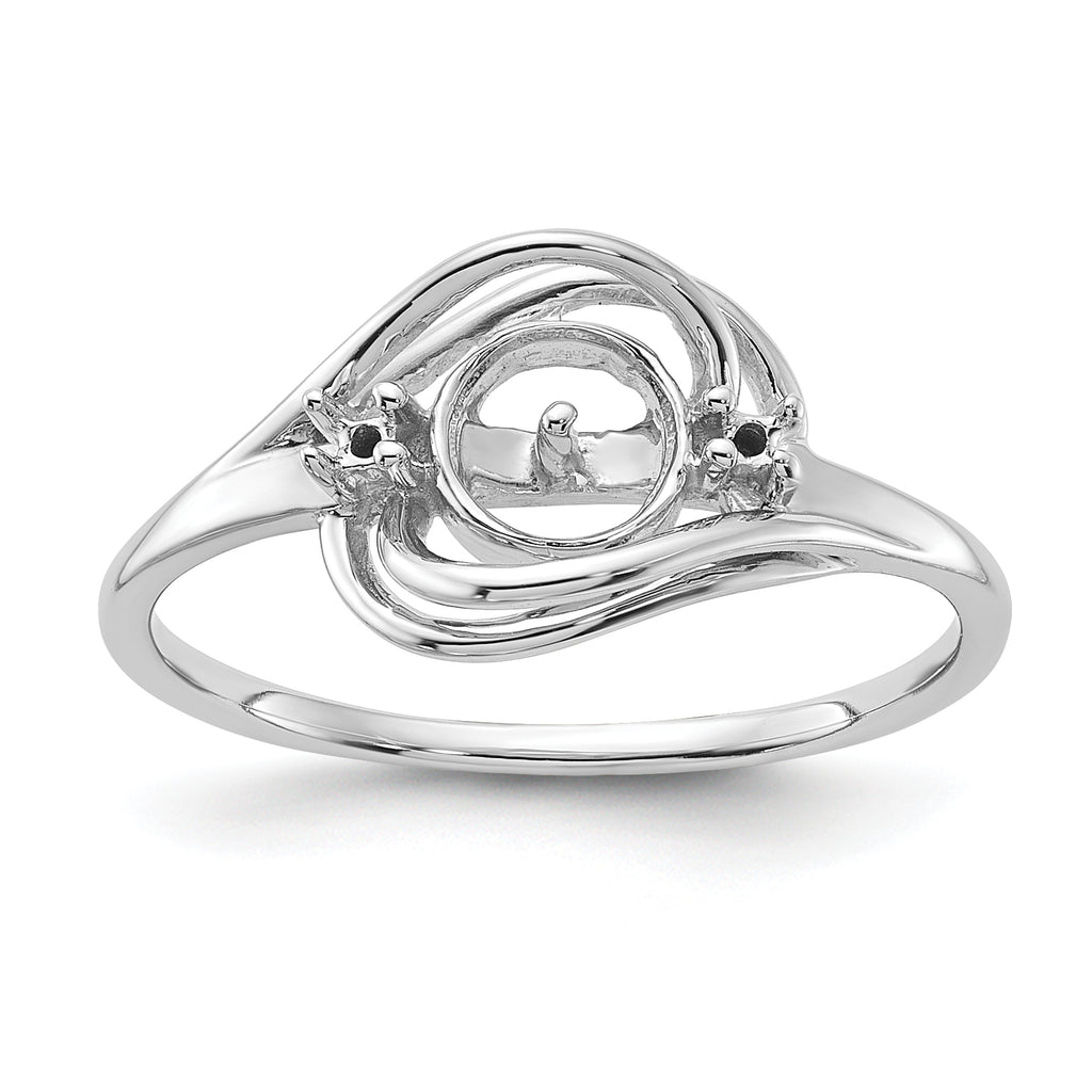 14k White Gold Polished Diamond & Pearl Ring Mounting (No Stone Included)