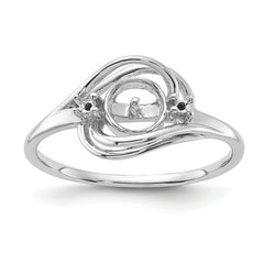 14k White Gold Polished Diamond & Pearl Ring Mounting (No Stone Included)