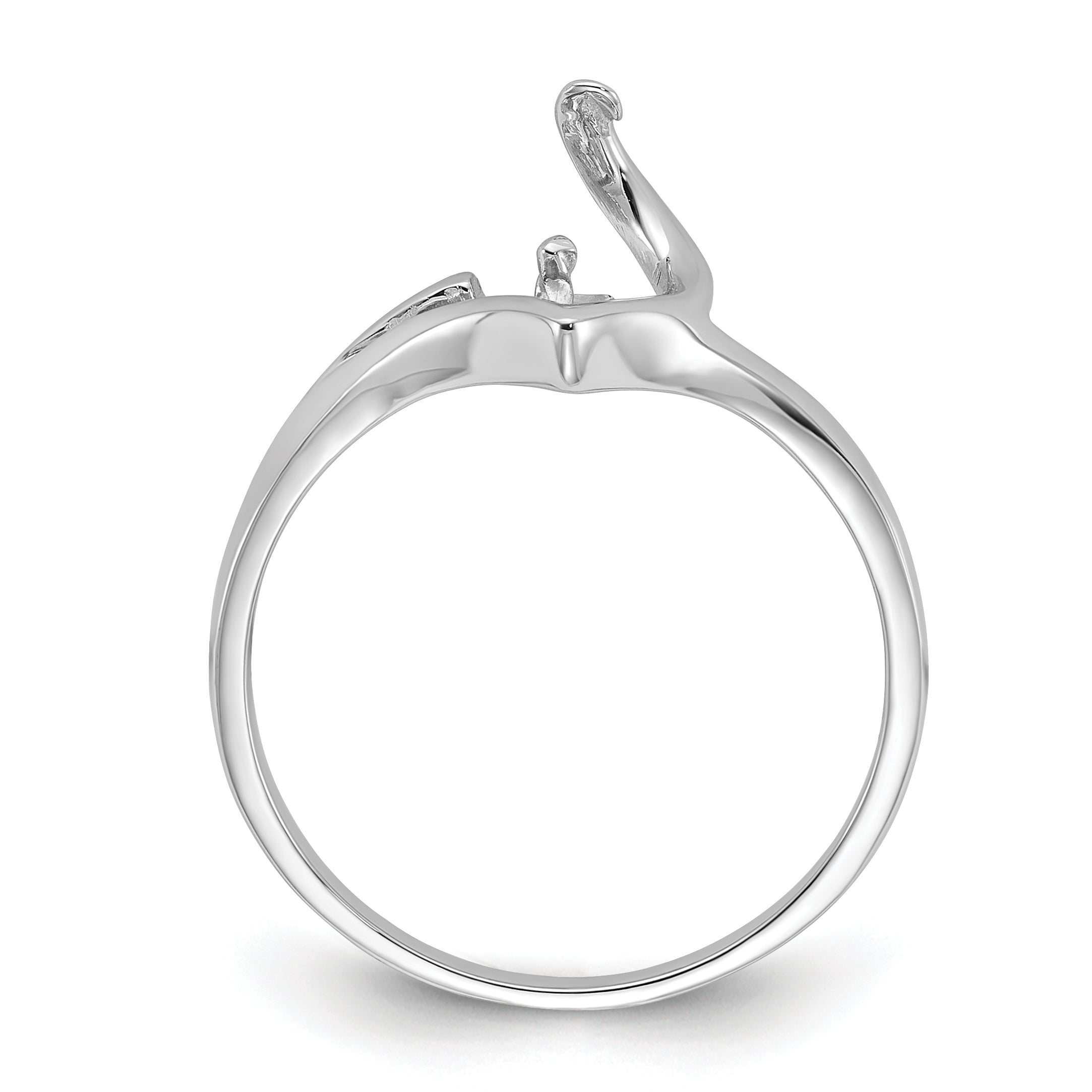 14k White Gold Polished Pearl Ring Mounting (No Stone Included) Secondary image