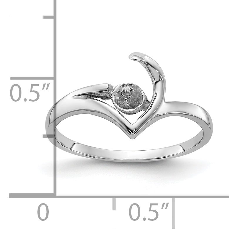 14k White Gold Polished Pearl Ring Mounting (No Stone Included)