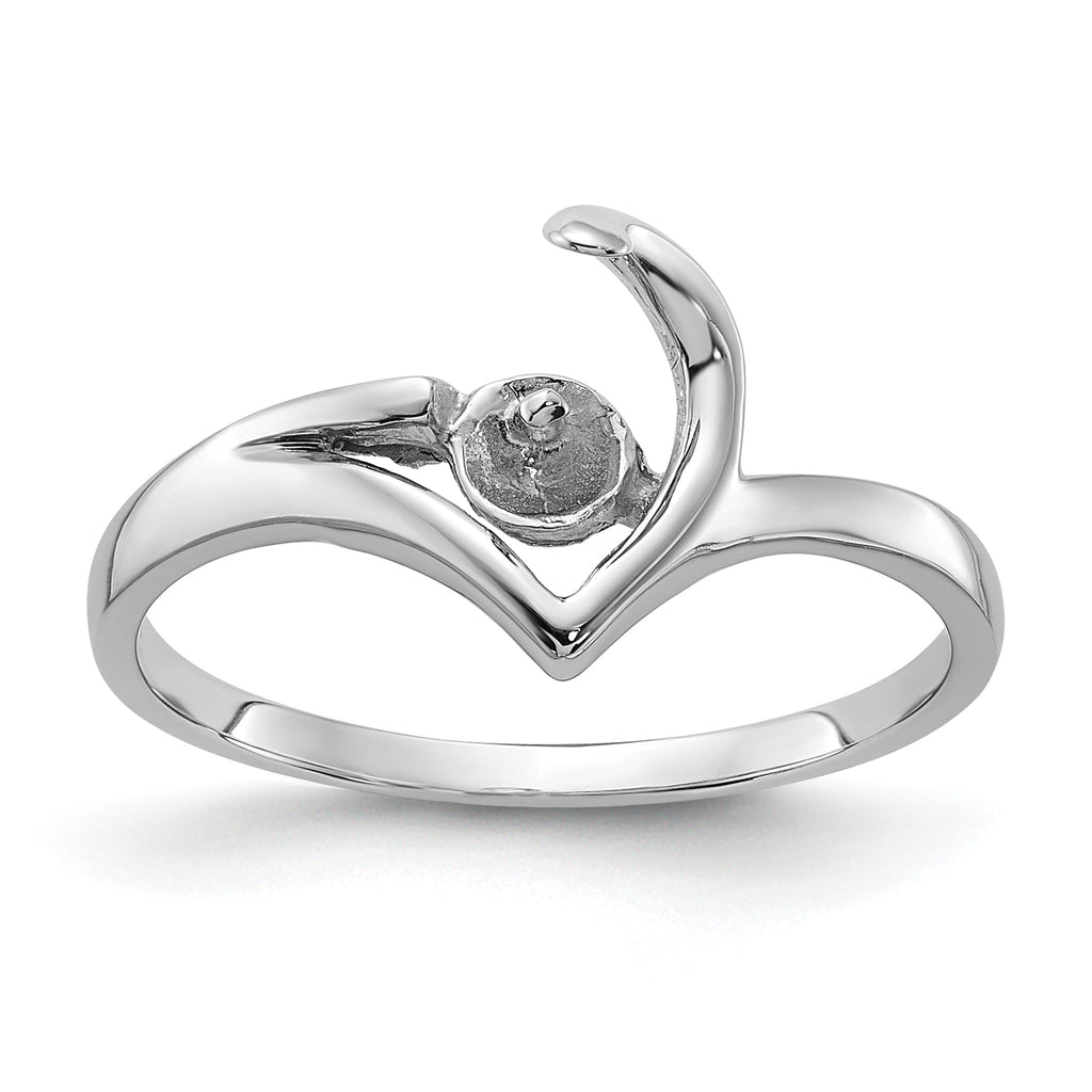 14k White Gold Polished Pearl Ring Mounting (No Stone Included)
