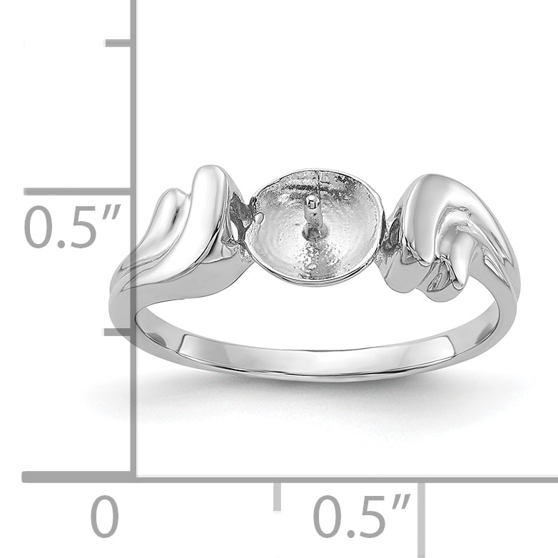 14k White Gold Polished Pearl Ring Mounting (No Stone Included)