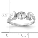 14k White Gold Polished Pearl Ring Mounting (No Stone Included)