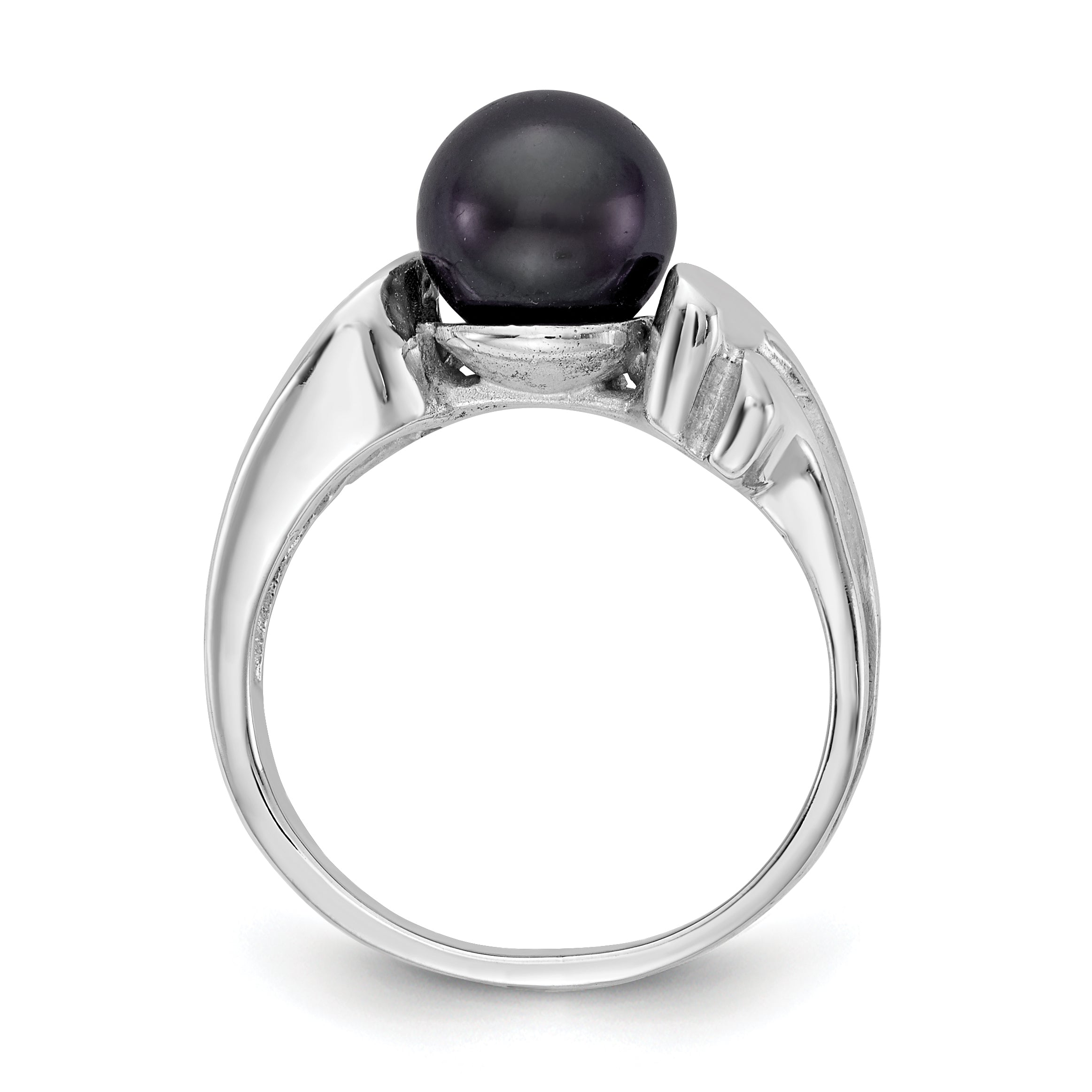 14k White Gold 7mm Black FW Cultured Pearl ring Secondary image