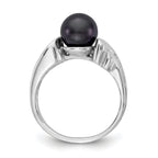 14k White Gold 7mm Black FW Cultured Pearl ring