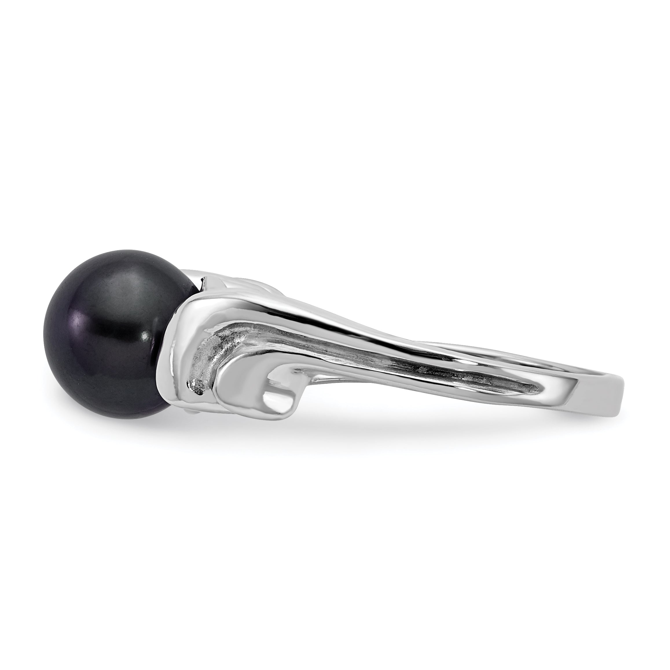 14k White Gold 7mm Black FW Cultured Pearl ring