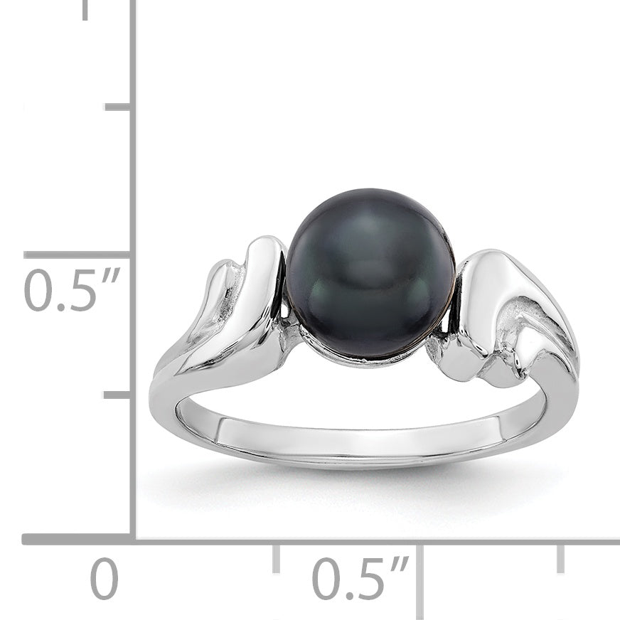 14k White Gold 7mm Black FW Cultured Pearl ring