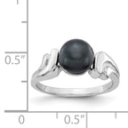 14k White Gold 7mm Black FW Cultured Pearl ring