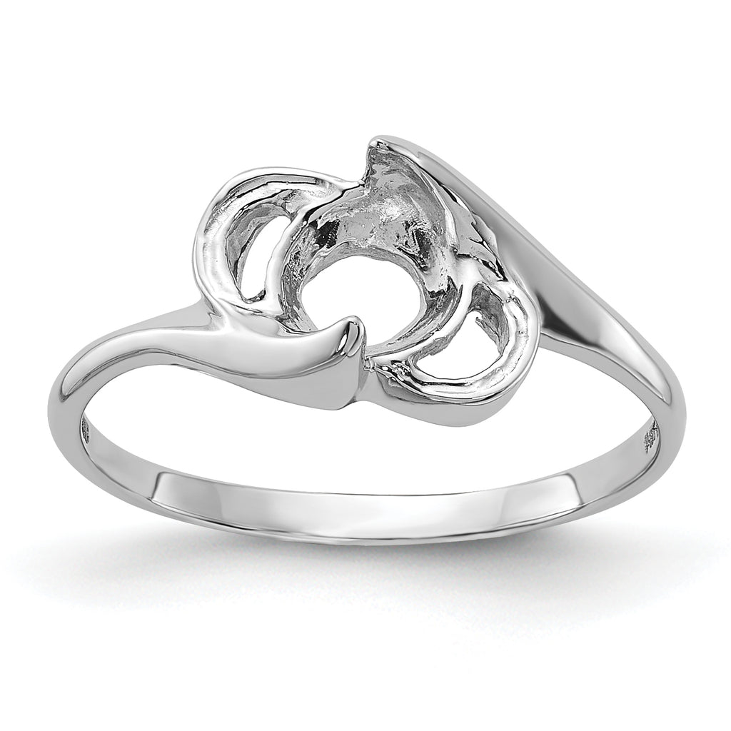 14k White Gold Polished Pearl Ring Mounting (No Stone Included)