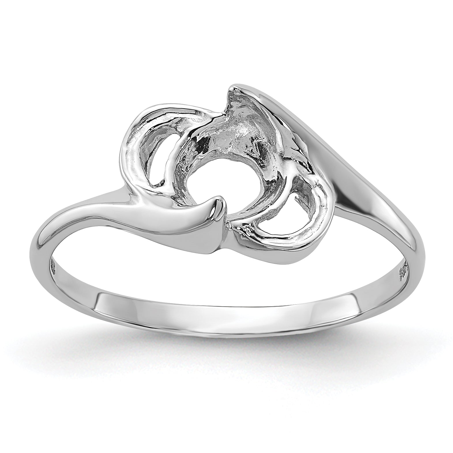 14k White Gold Polished Pearl Ring Mounting (No Stone Included)