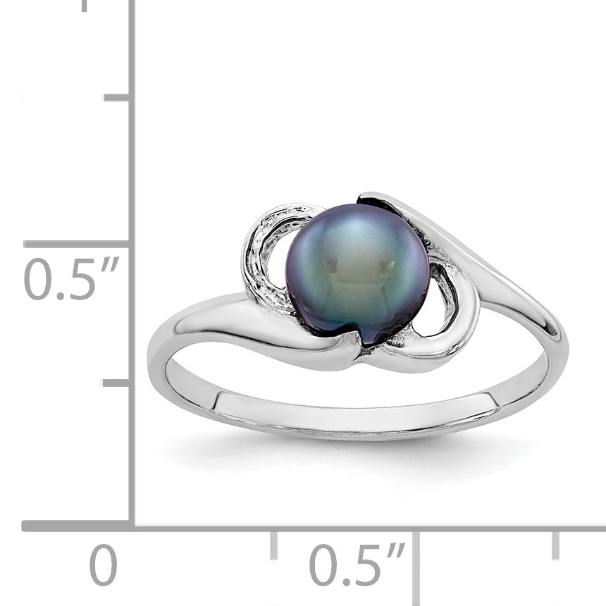 14k White Gold 5.5mm Black FW Cultured Pearl ring
