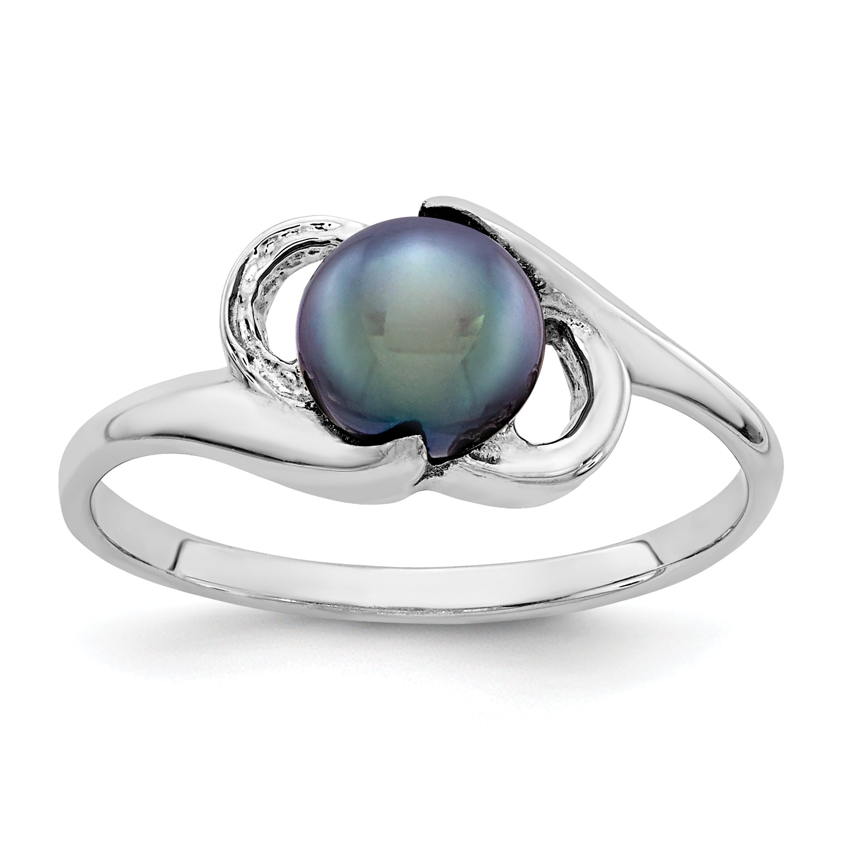 14k White Gold 5.5mm Black FW Cultured Pearl ring Main image