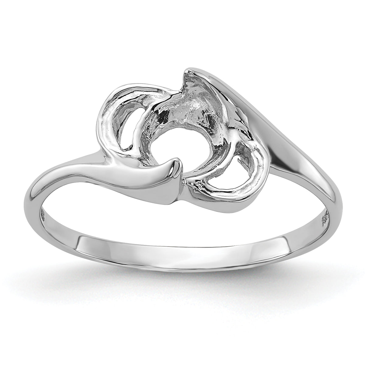 14k White Gold Polished Pearl Ring Mounting (No Stone Included)