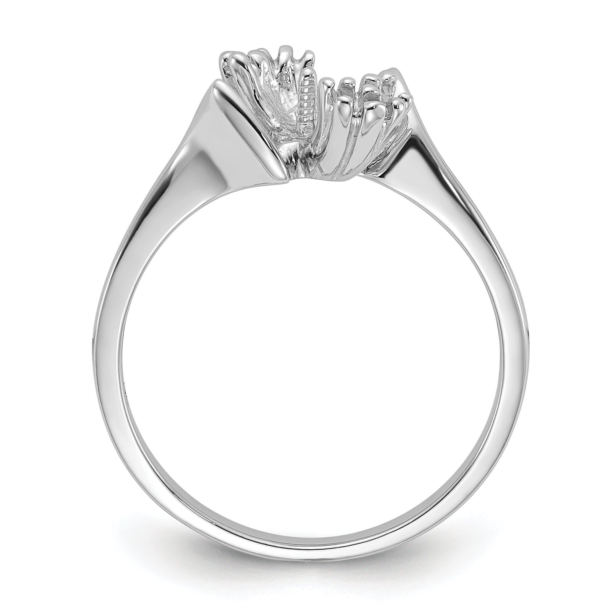 14k White Gold Polished Diamond & Pearl Ring Mounting (No Stone Included) Secondary image