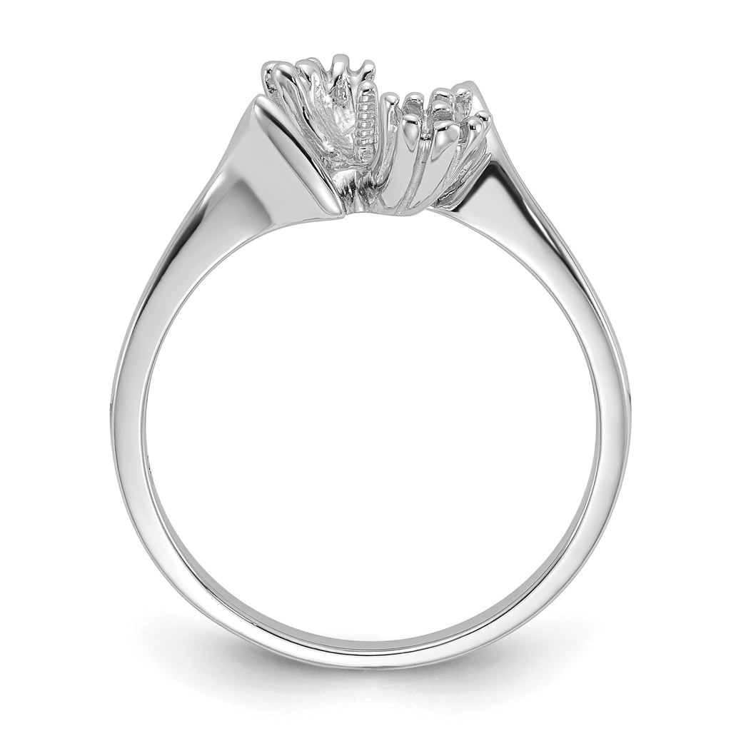 14k White Gold Polished Diamond & Pearl Ring Mounting (No Stone Included)