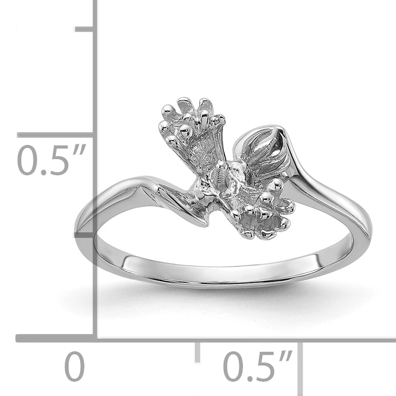 14k White Gold Polished Diamond & Pearl Ring Mounting (No Stone Included)
