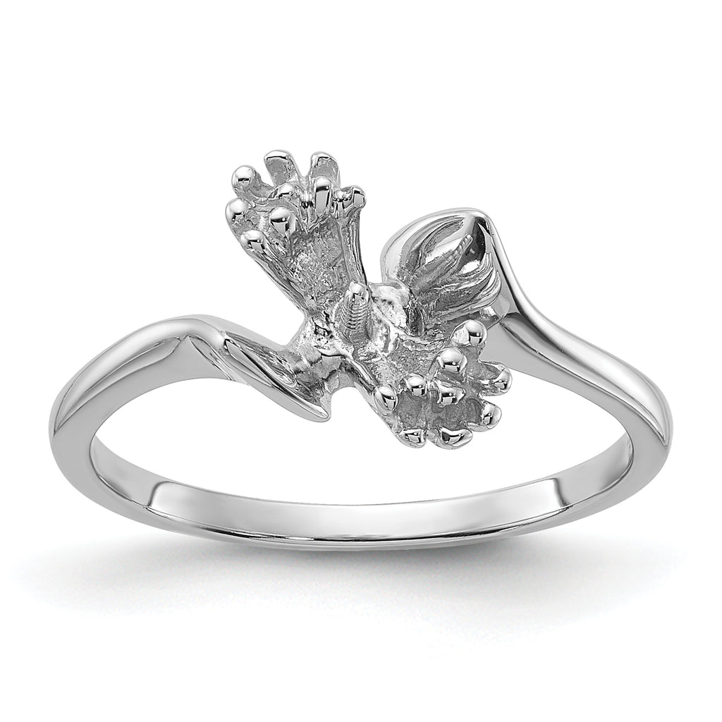 14k White Gold Polished Diamond & Pearl Ring Mounting (No Stone Included)