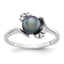 14k White Gold 6mm Black FW Cultured Pearl AA Diamond ring