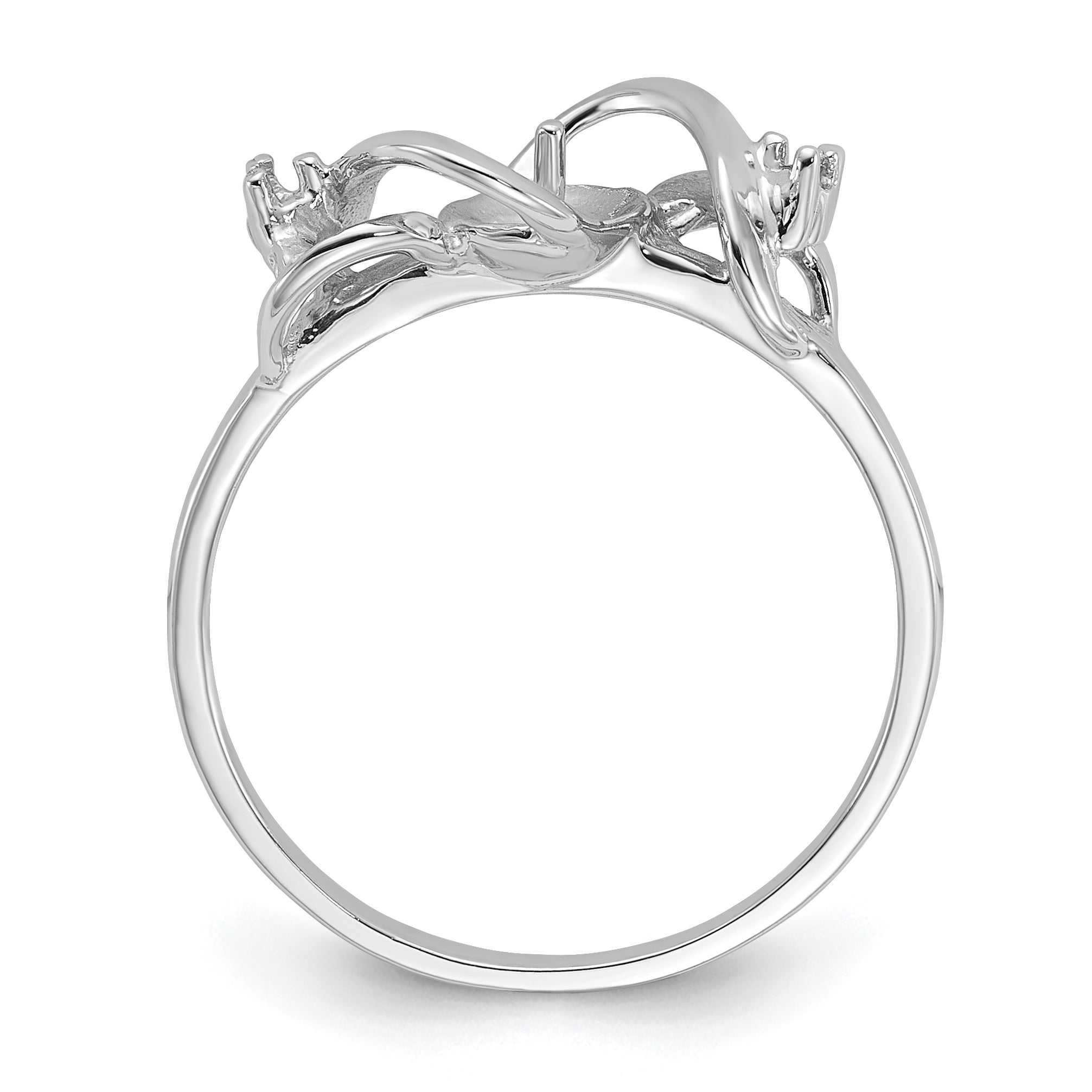 14k White Gold Polished Diamond & Pearl Ring Mounting (No Stone Included) Secondary image
