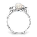 14k White Gold 5.5mm FW Cultured Pearl AA Diamond ring