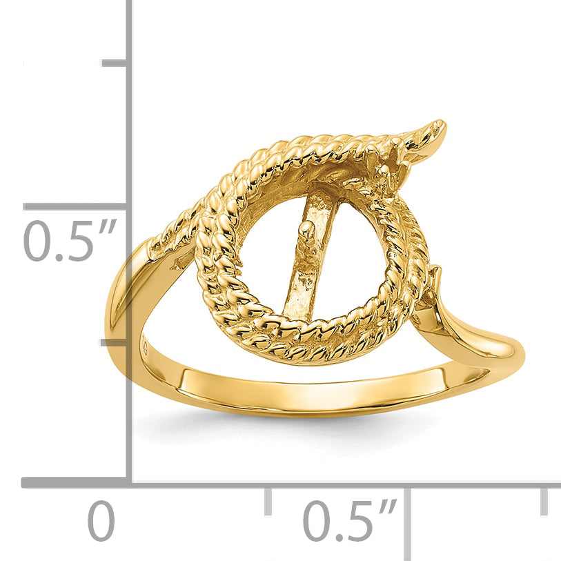 14k Polished Diamond & Pearl Ring Mounting (No Stone Included)