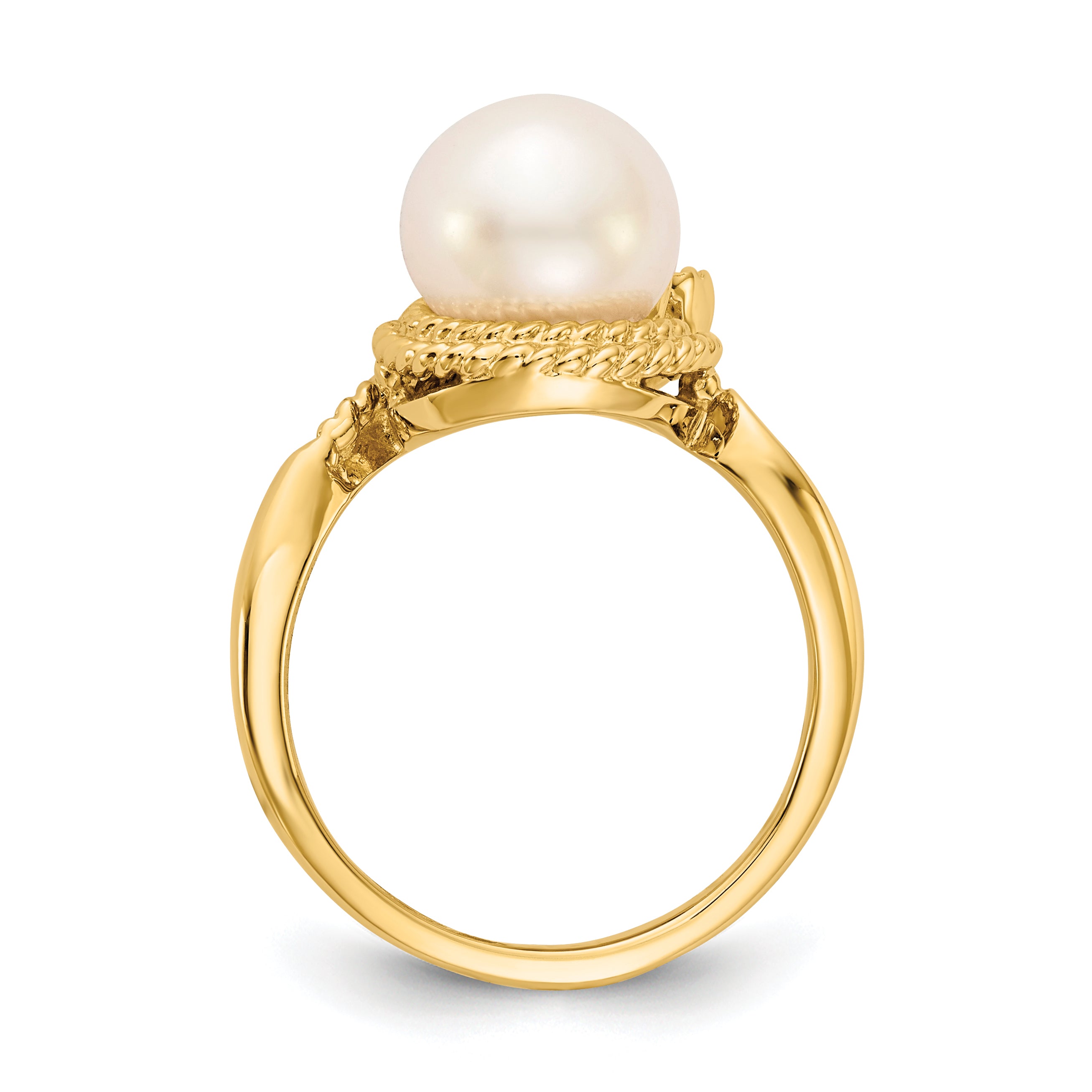 14k 8.5mm FW Cultured Pearl AA Diamond ring Secondary image