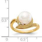 14k 8.5mm FW Cultured Pearl AA Diamond ring