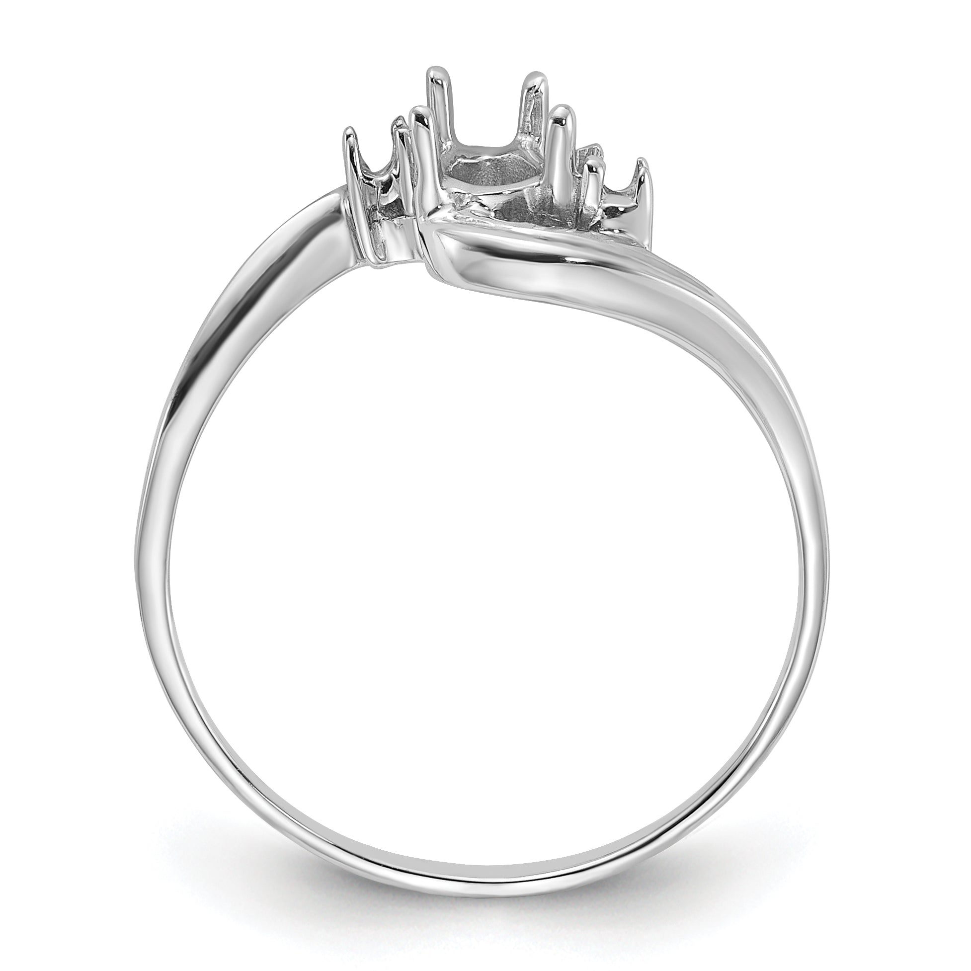 14k White Gold Polished .03ct. Diamond & 6x4 Pear Gemstone Ring Mounting (No Stone Included) Secondary image