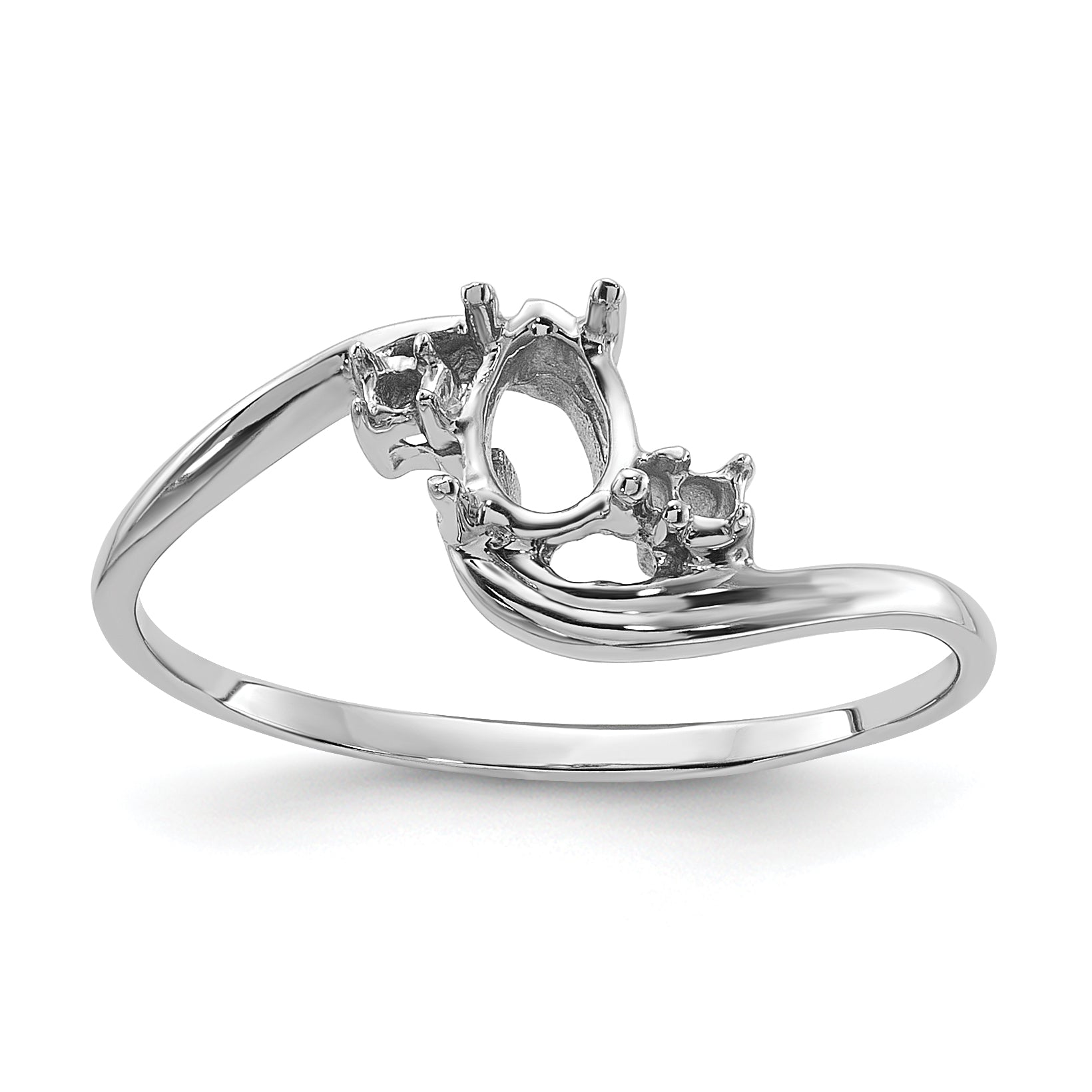 14k White Gold Polished .03ct. Diamond & 6x4 Pear Gemstone Ring Mounting (No Stone Included) Main image