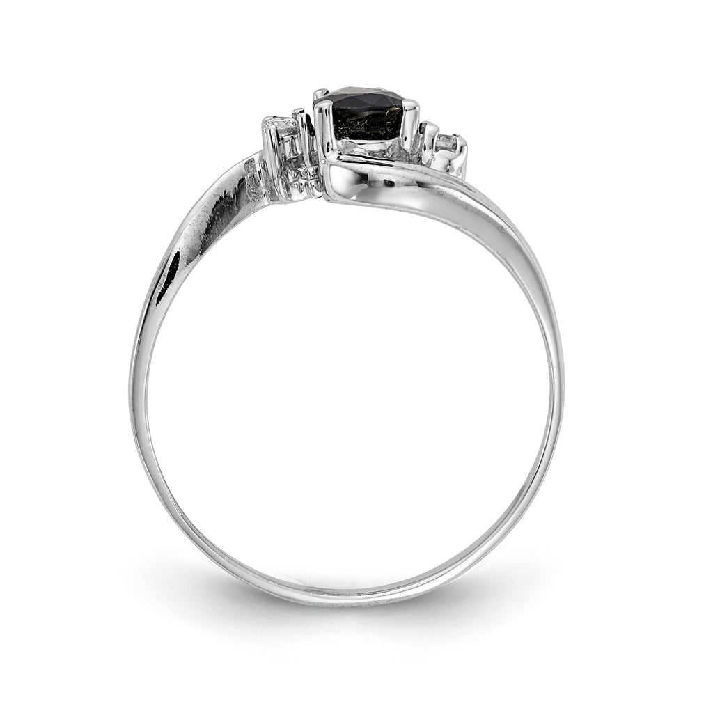 14k White Gold 6x4mm Pear Sapphire AA Diamond ring