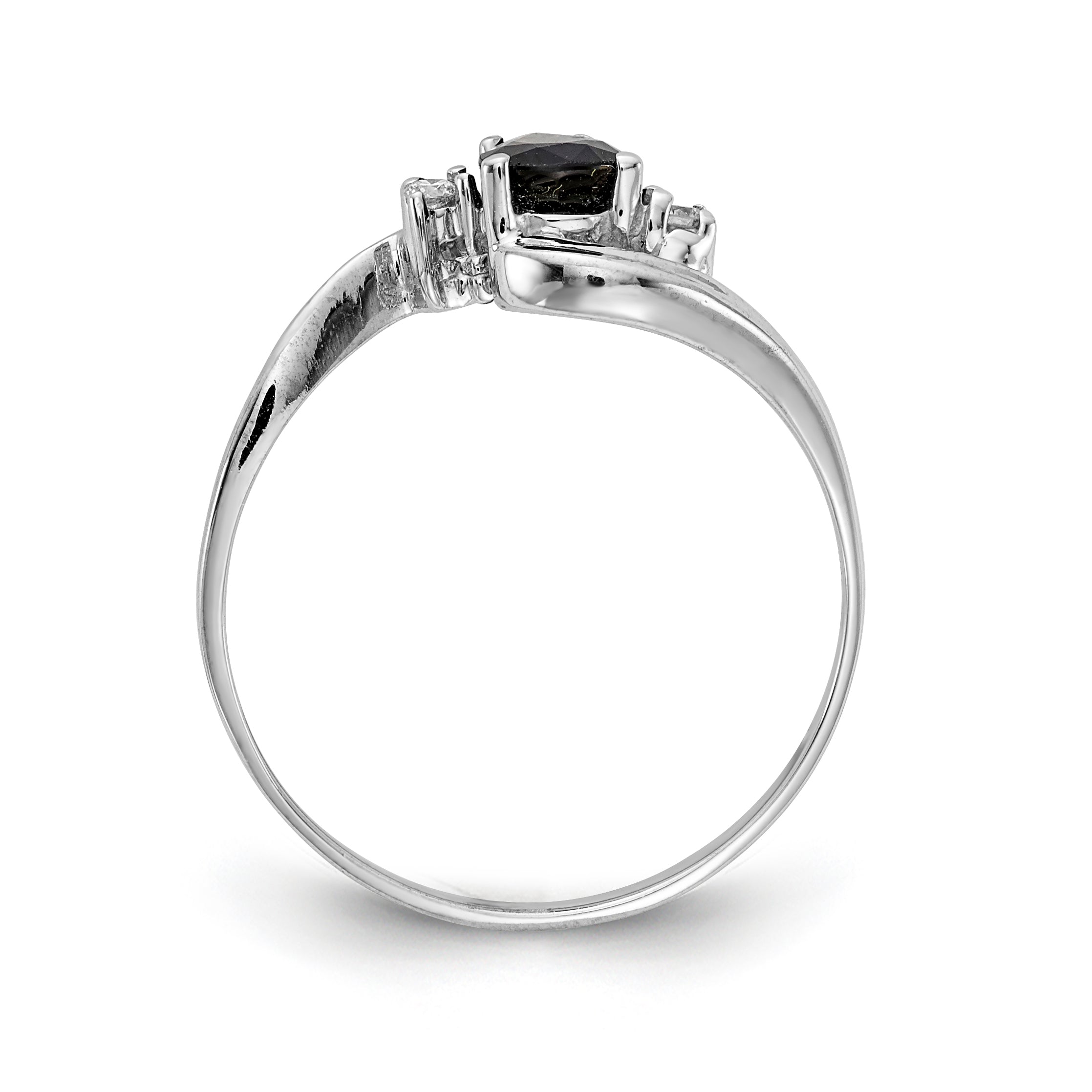 14k White Gold 6x4mm Pear Sapphire AA Diamond ring