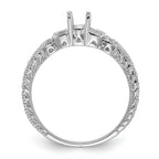 14k White Gold Polished .10ct. Diamond & 6x4 Oval Gemstone Ring Mounting (No Stone Included)